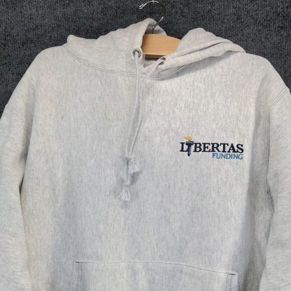 Champion Reverse Weave Men's Pullover Hoodie Gray Medium Libertas Big Logo - Picture 3 of 16